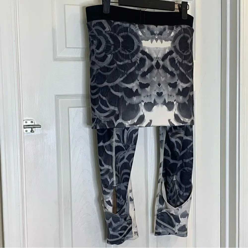 Lululemon Wunder Under SE Dance Angel Wing Black High Rise Skirted Leggings Sz 8